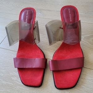 Zara red mule heels